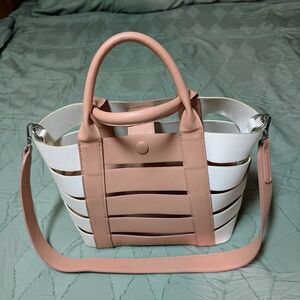 💖 Price Drop 💖Madison West White and Pink Striped Tote